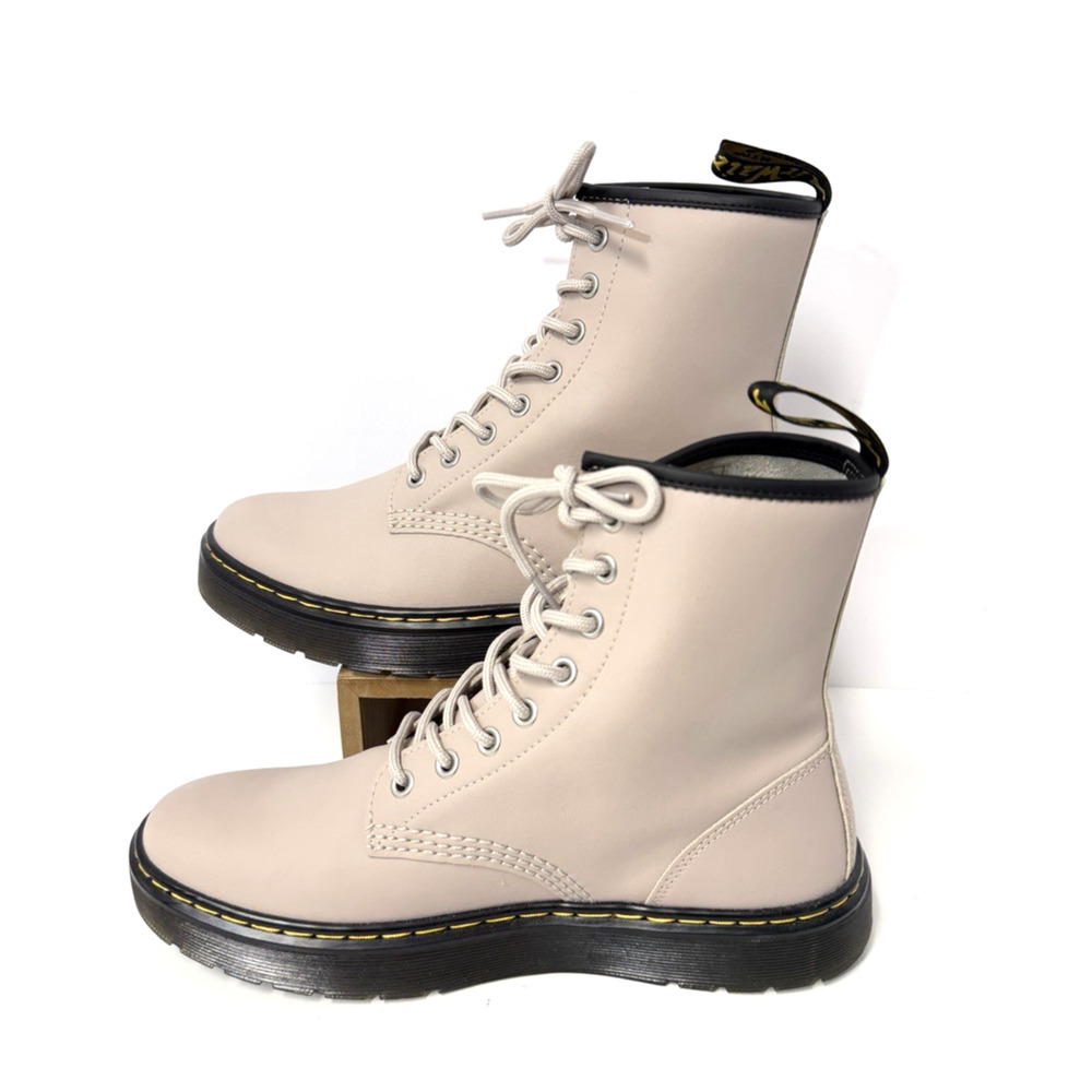 Dr. Martens Beige Lace-Up Combat Boots